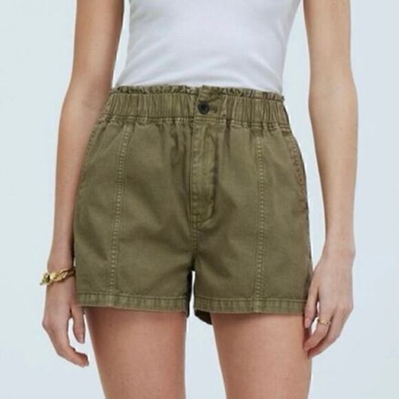 Madewell Pull-On Paperbag Shorts Garment-Dyed Edition Distant Surplus 25 NWT - Picture 1 of 8